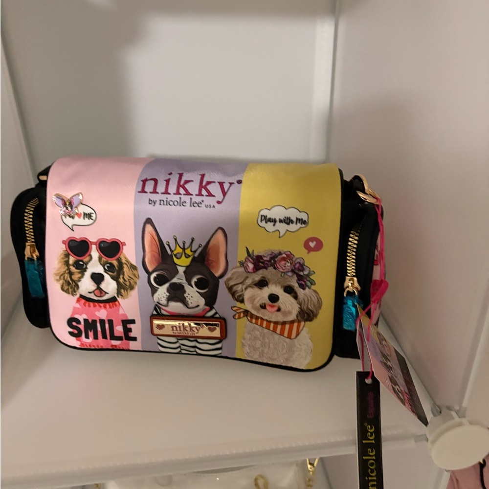 nikky by Nicole Lee Multicolor Dogs Crossbody Bag - Pink/Yellow